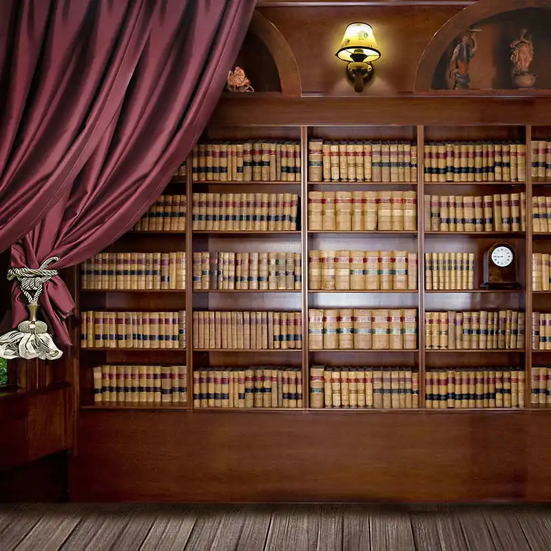 10x10 футов коричневый деревянный чехол для книг часы кабинета занавески Фотофон