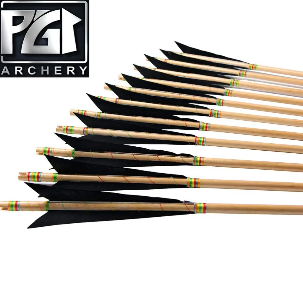 PG1ARCHERY Archery archase Arrows белый щит перо флетчевые деревянные стрелы с полевыми точками