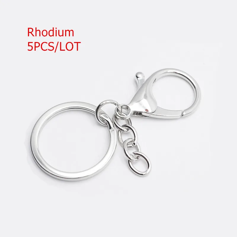 Keychain with chain 5 шт./лот металлические поворотные крючки карабины застежки, золото/родий раздельный брелок кольца часть с цепочкой для шнурков поставки HK101 - Цвет: Keychain with chain