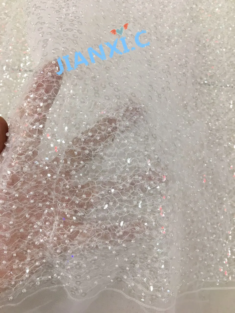 Вышитый тюль сетка свадебное кружево материал фототкань с полными бусинами и