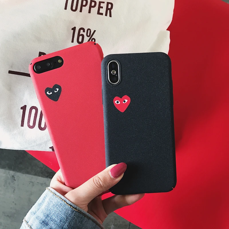 Japan Trend brand CDG Play Comme des Garcons Hard Matte cover case for iphone 6 6s 7 8 plus x xs max xr phone cases |