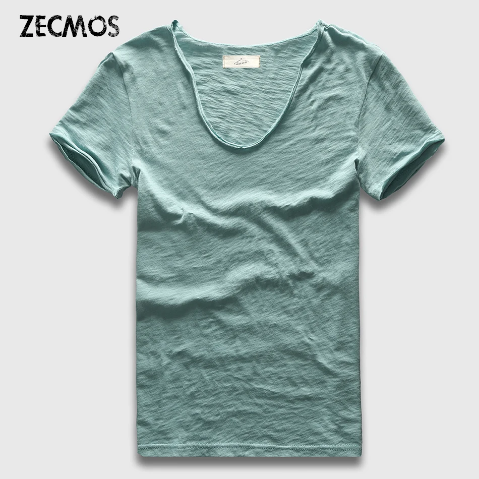 Zecmos брендовая мужская футболка простая хип-хоп модная повседневная XXXL Футболка с v-образным вырезом Swag для мужчин с коротким рукавом мужские футболки