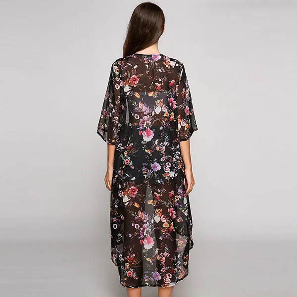 Повседневное пляжное кимоно Для женщин Мода Шифоновая блузка рубашка