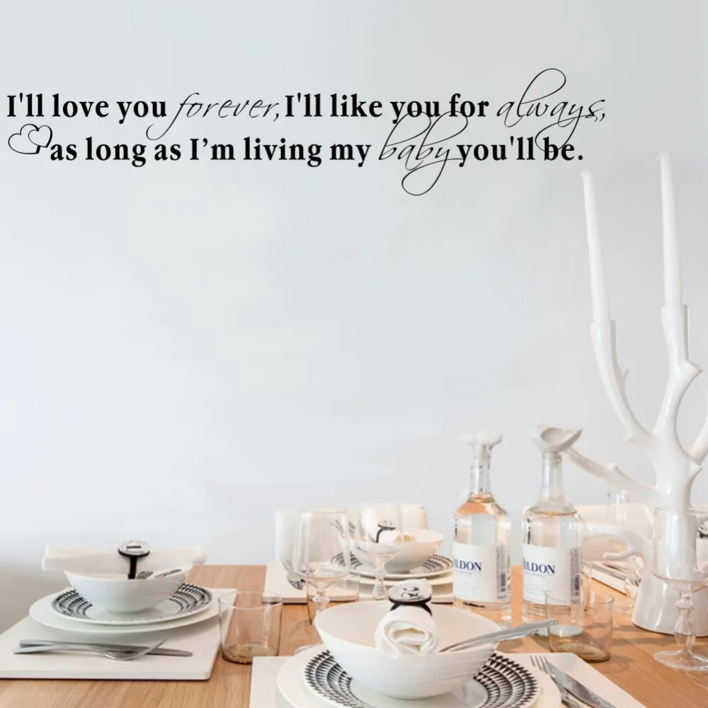 Виниловая наклейка на стену с надписью I Will Love You Forever Like for Always | Дом и сад