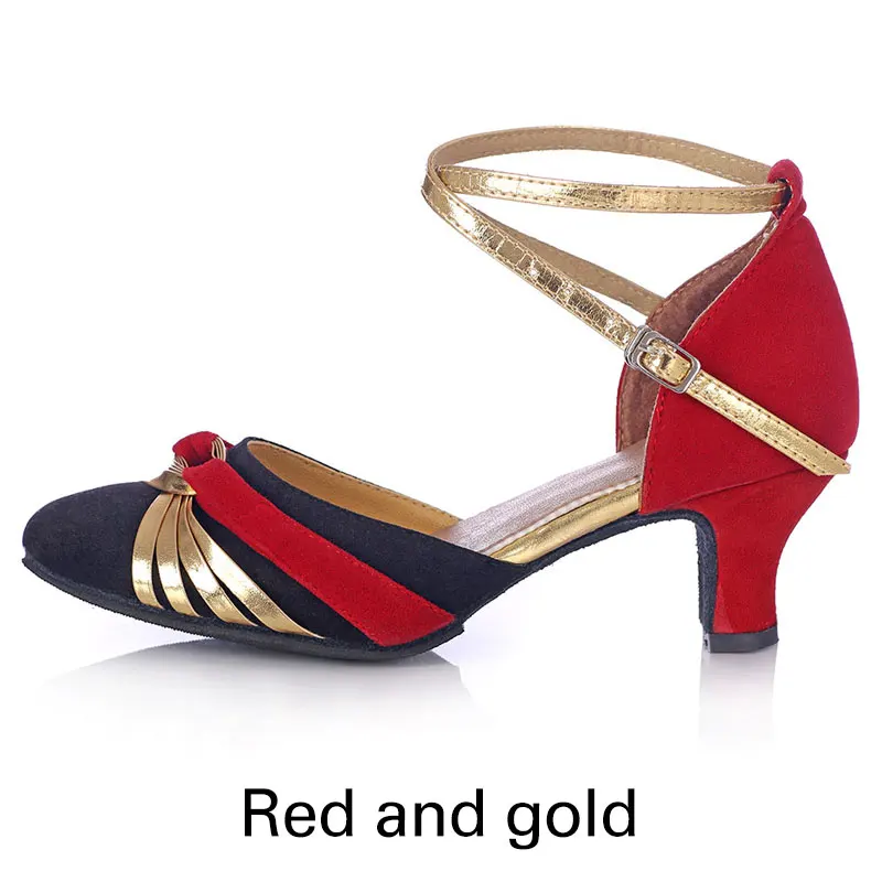 Red gold 5cm Новинка; обувь для латинских танцев; женская обувь для танго, сальсы; Современная танцевальная обувь для женщин; обувь для танцев на мягкой подошве на высоком каблуке 5 см - Цвет: Red gold 5cm