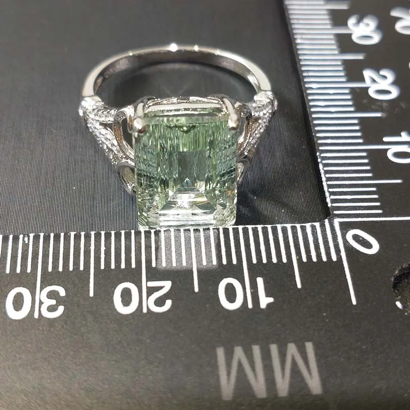 YBO 100% натуральный зеленый аметист кварц камень 8.0ct модные кольца 925 серебро