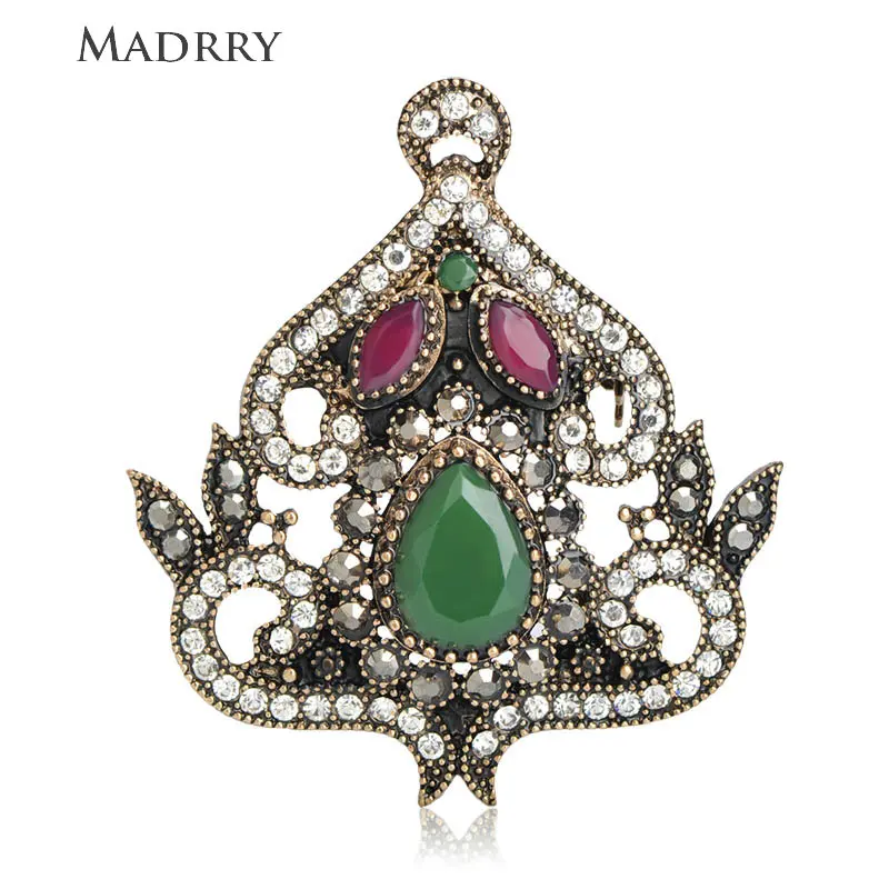 

Madrry Exquisite Plant Brooch Turkish Resin Crystal Jewelry Women Men Suit Coat Collar Badge Lapel Pins Daily Accessories Gifts