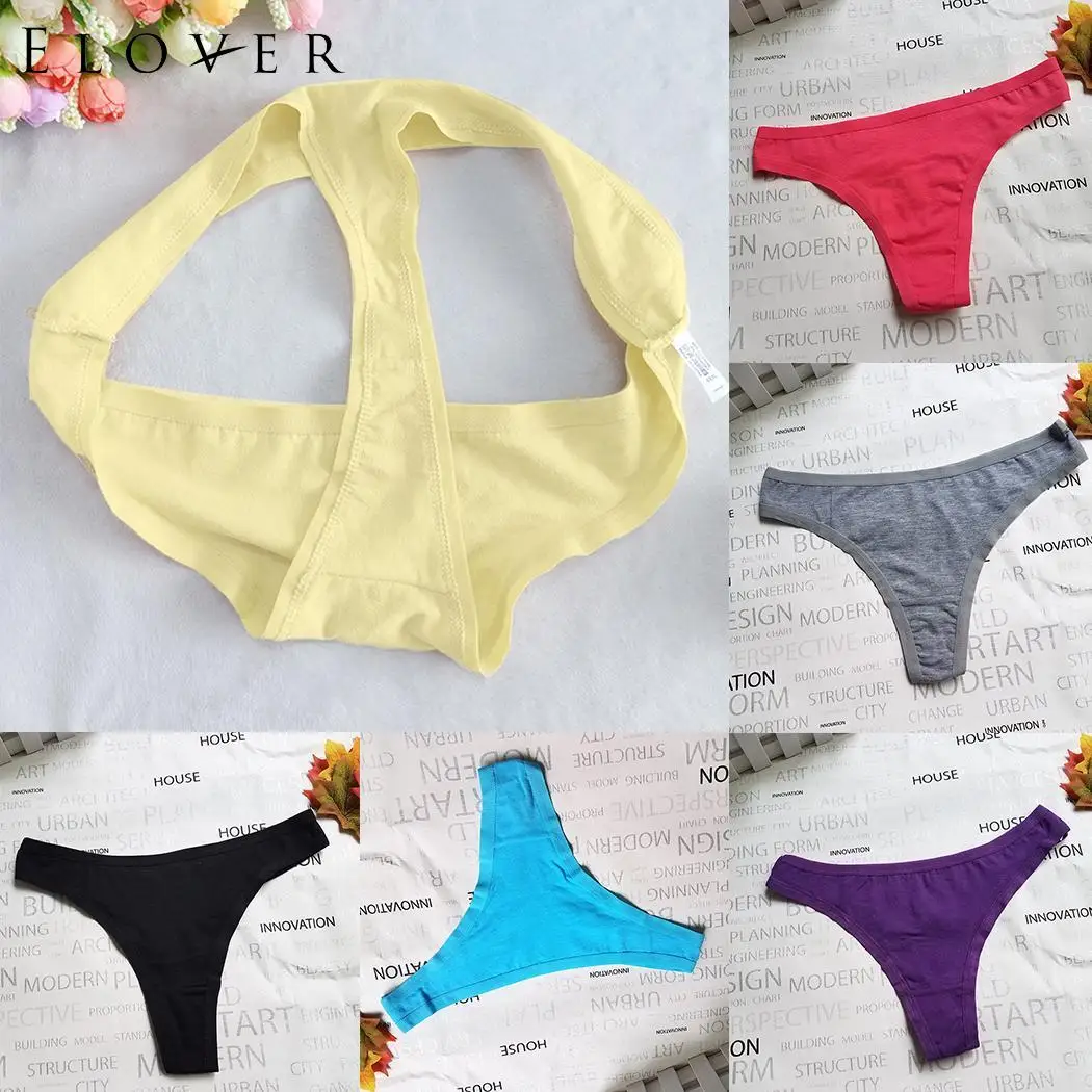 Elover, женские сексуальные стринги, хлопковые трусы, женские, одноцветные, эластичные, низкая талия, сексуальное нижнее белье, нижнее белье, стринги, трусы, женские трусы