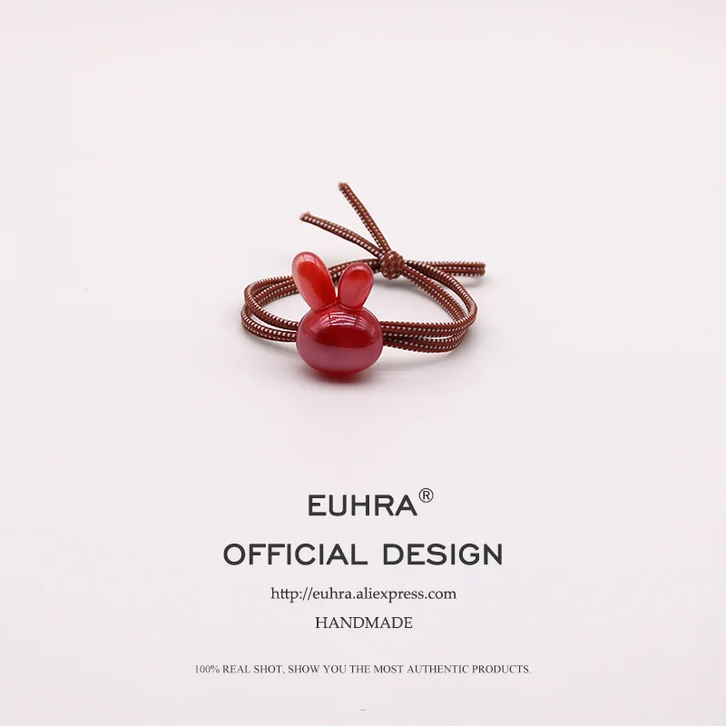 EUHRA, 10 цветов, эластичная резинка для волос, карамельный кролик, пентаграмма, Золотая пудра, для женщин, Детская резинка, высокая эластичность - Цвет: Rabbit 4