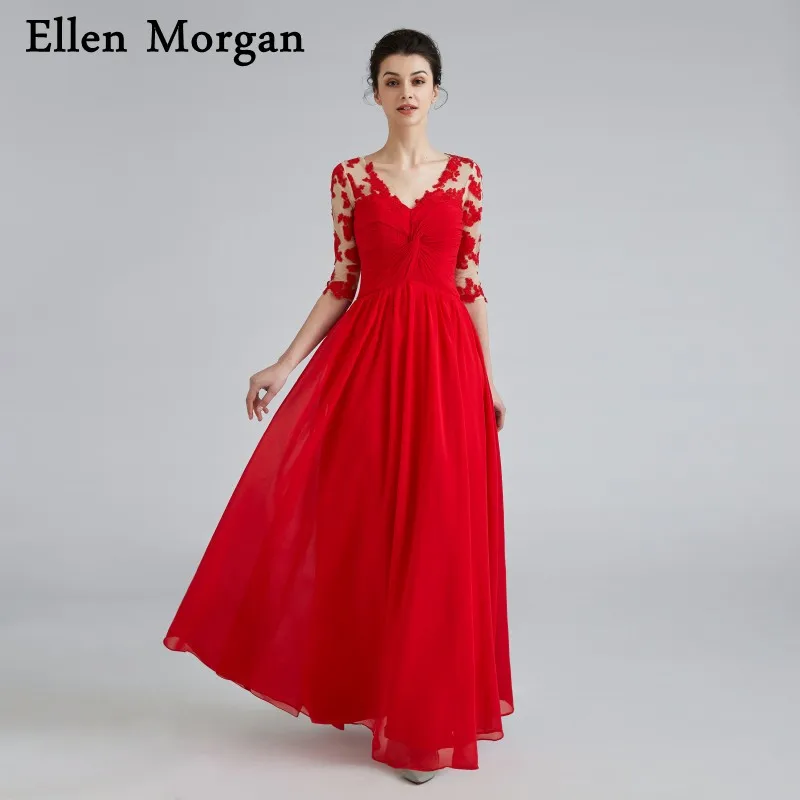 Красное шифоновое вечернее платье с открытой спиной 2019|lace formal gown|backless evening dressformal