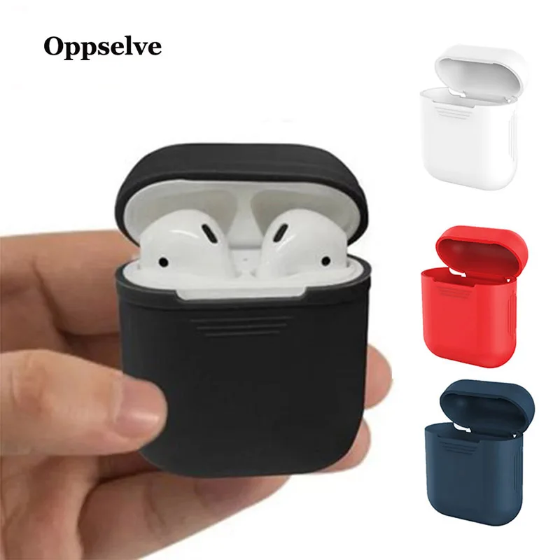 

Oppselve Earphone Case For Apple Air Pods Silicone Cover Wireless Bluetooth Headphone Pouch Protective AirPods Accessories White