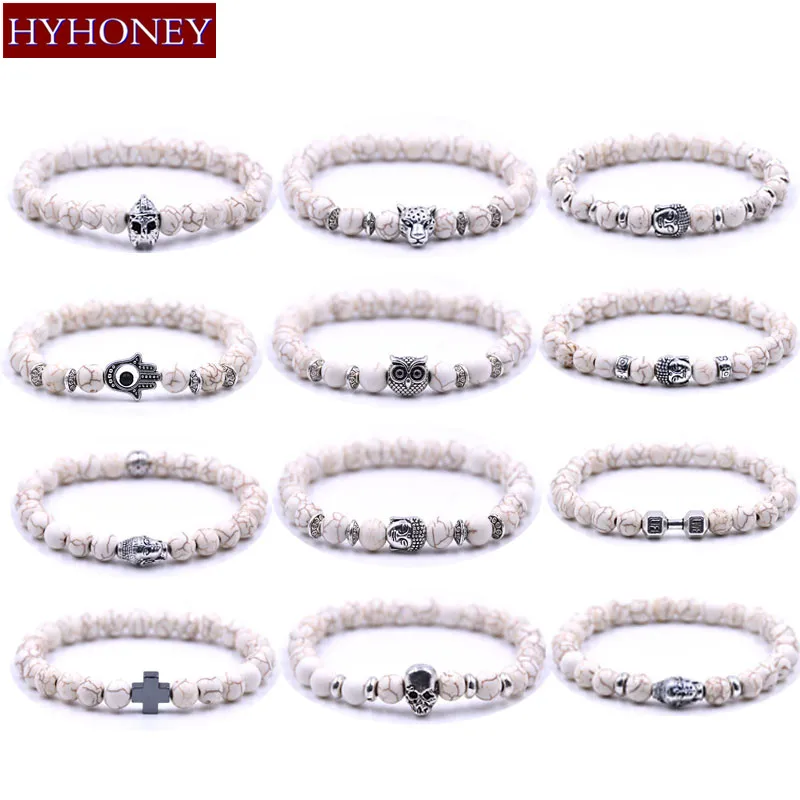 Браслет HYHONEY из белого цвета слоновой кости с натуральным камнем для мужчин и