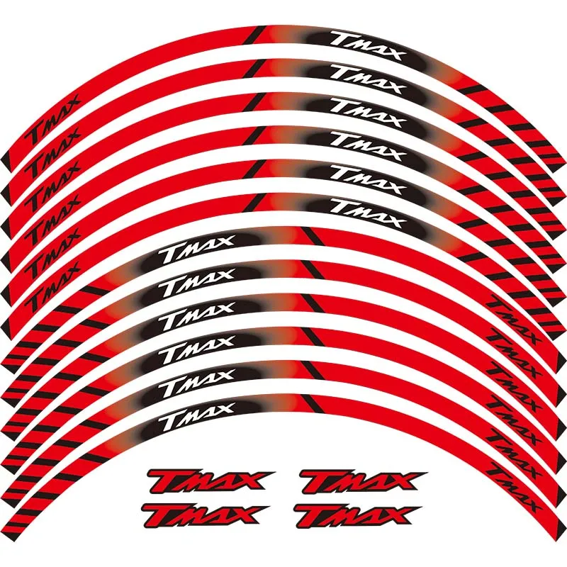 Red Подходит для YAMAHA TMAX TMAX500 TMAX530 500 530 15 ''12 X Bordo Spesso Esterno Rim sticker Banda Wheel sticker s - Цвет: Red