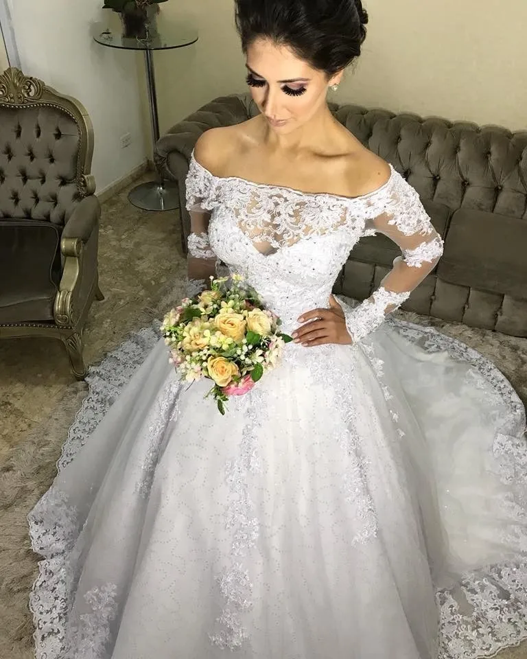 Бальное платье с длинным рукавом Vestido de Noiva свадебные платья 2021 Robe mariee роскошные