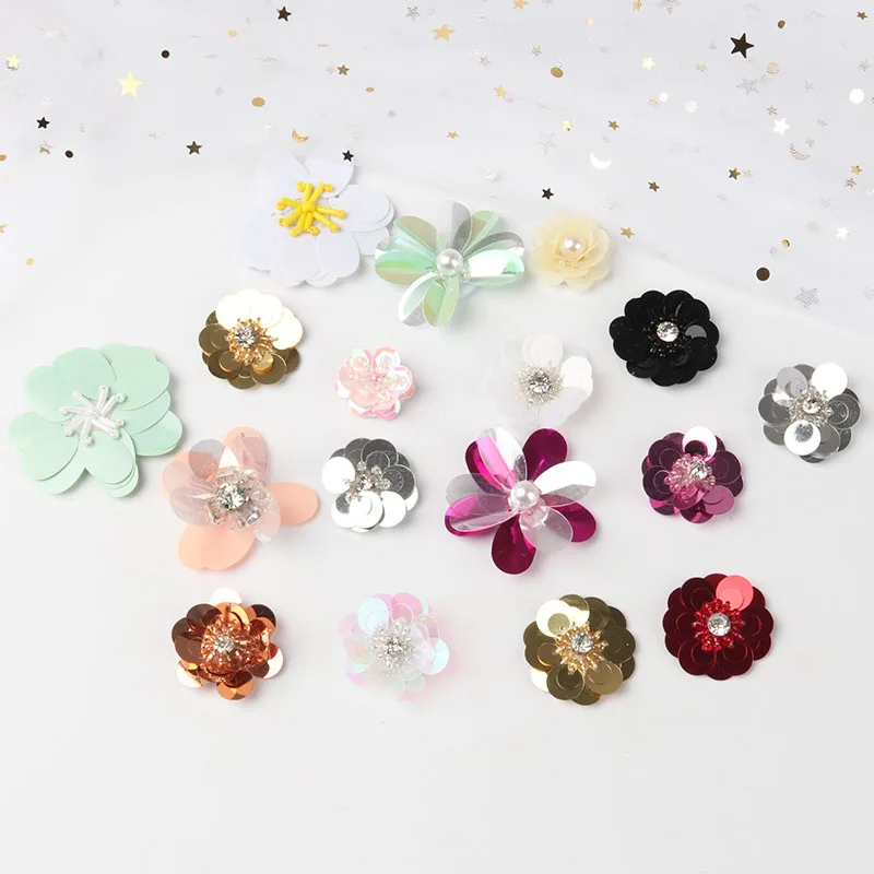 2 шт. ручной работы расшитые блестками и бисером цветочные аппликации патчи для