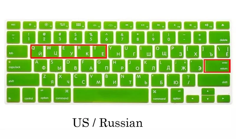 US Green ЕС/США силиконовый чехол для Macbook Pro retina 13 15 русская клавиатура A1502 A1398 для Macbook retina 13 15 русская крышка клавиатуры - Цвет: US Green