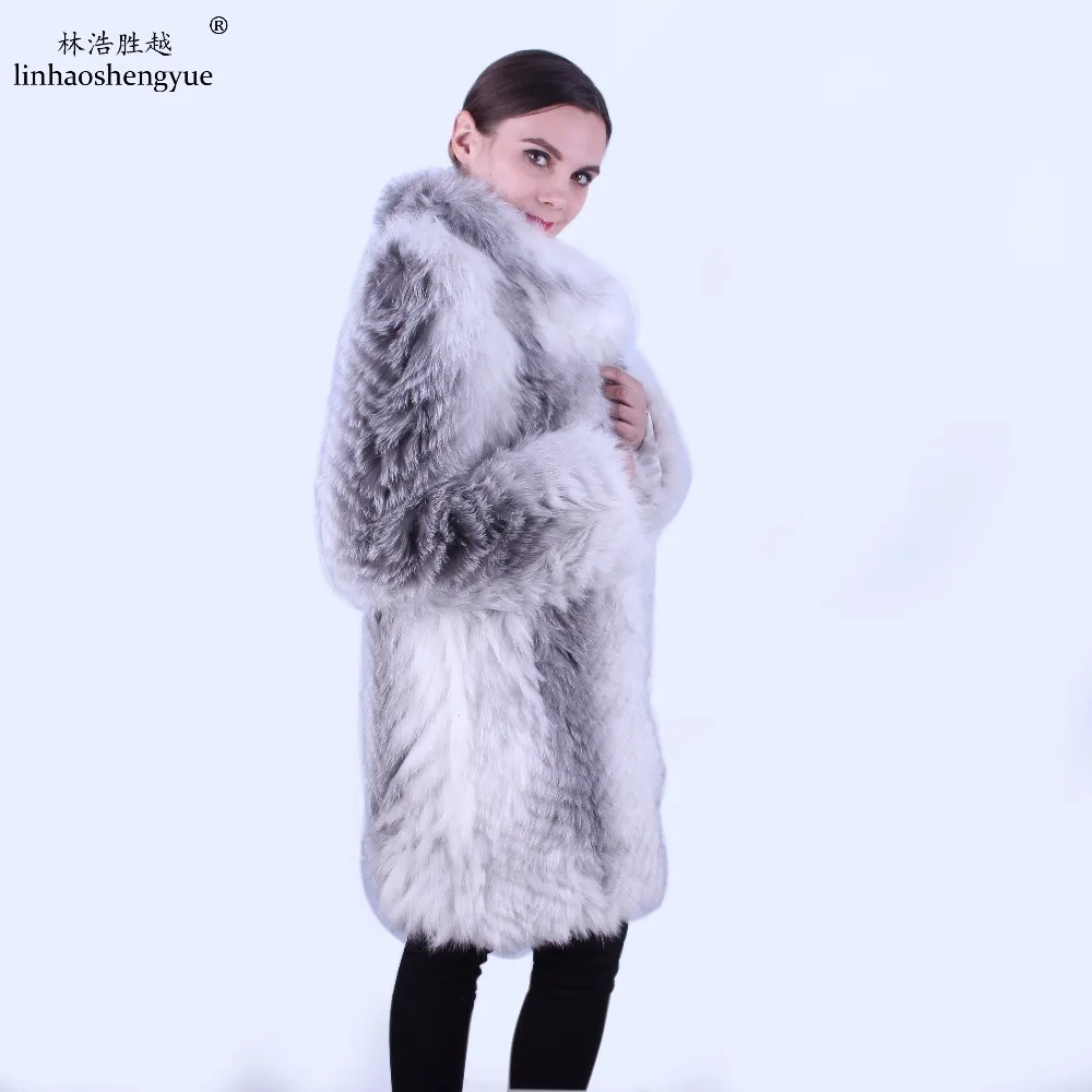 Linhaoshengyue Женская длинная норка пальто из настоящего меха норки с длинным рукавом отложной воротник
