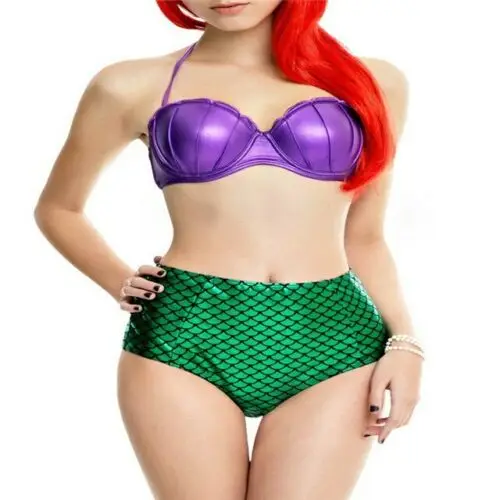 Женский бандажный комплект бикини пуш ап бюстгальтер Mermaid купальный костюм из