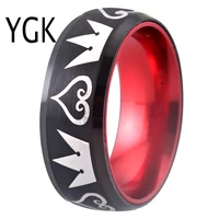 mens classic black tungsten red aluminium ring womens engagement wedding band male jewelry kingdom hearts jewelry gift anillos