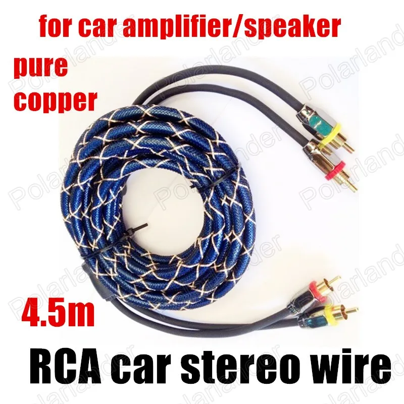 

Автомобильные Аудиокабели 4,5 м, жемчужные, синие, чистая медь, RCA на RCA, стерео, автомобильный провод для динамика, автомобильный усилитель, ди...