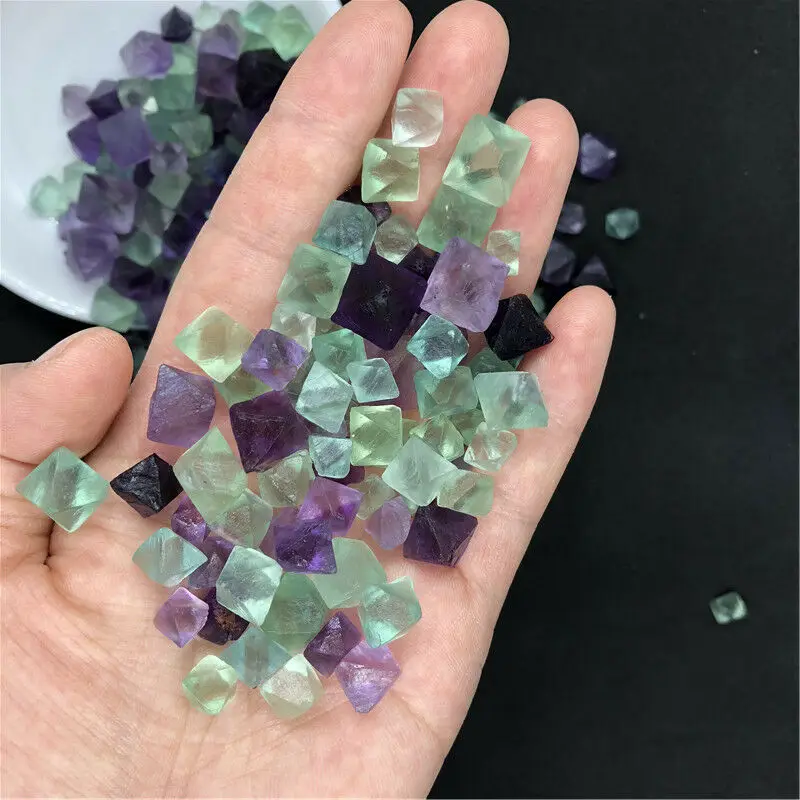 

Natural Mixed Fluorite Octahedron Gem Small Rough Stone Specimen Healing DIY Natural Quartz Crystals Stones and Crystals