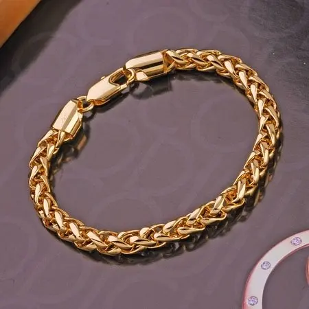 Ювелирные изделия 18 К желтое золото заполнено Досуг браслет золотой 9 мм|gold