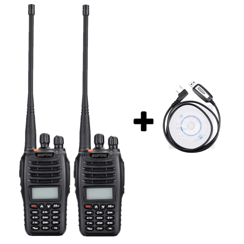 Add a program cable 2 шт. Baofeng UV-B5 портативная рация 99 каналов двухстороннее радио UHF VHF длинный диапазон портативный FM HF приемопередатчик Ham Радио Comunicador - Цвет: Add a program cable