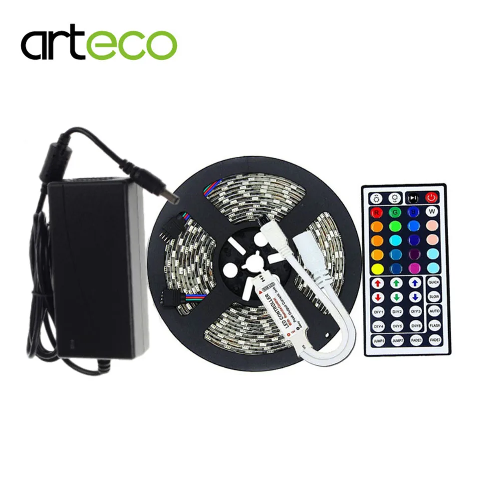 LED strip 5050 RGB IP20 IP65 waterproof 5m/roll 44key IR controller or 12V 5A Adapter | Лампы и освещение
