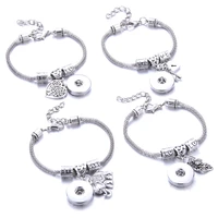 new snaps jewelry 4 style lobster buckle snake chain bangles beaded snap bracelet fit 18mm snap buttons jewelry 2771