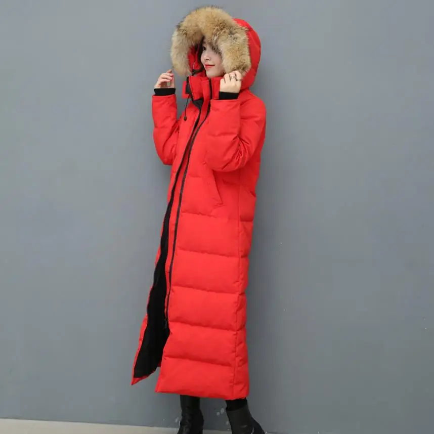 Winter fashion brand good quality big real wolf fur collar duck down coat female zipper stitching hooded warm parkas wq613 | Женская