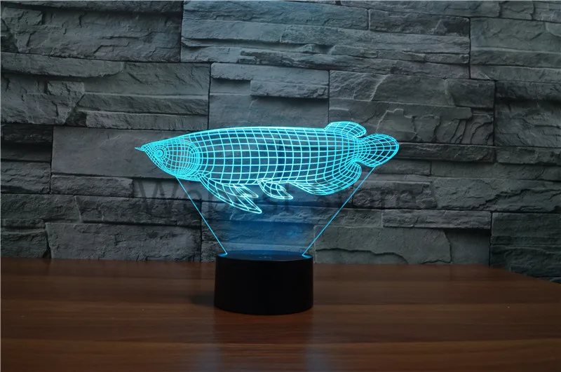 3D моделирование рыбы визуальный светодиодный ночник Lucky Arowana настольная лампа