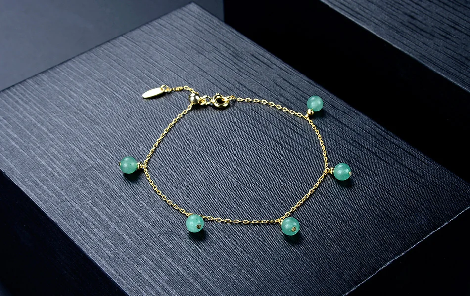 ORSA JEWELS Стерлинговое серебро женские браслеты Красный Зеленый Натуральный камень Бусины регулируемый браслет 18 к позолоченные ювелирные изделия подарок OSB45