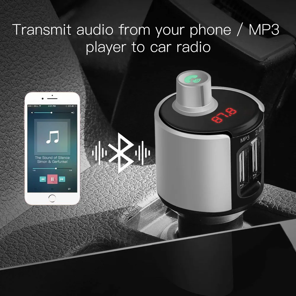 Автомобильный Bluetooth fm-передатчик беспроводной комплект Hands Free MP3 музыкальный плеер Поддержка TF карты 5 в 2.5A USB FM модулятор