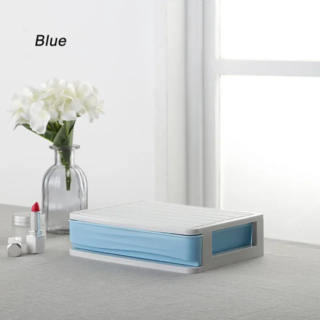 Large 1 story-blue Пластиковый косметический ящик, органайзер для макияжа, коробка для хранения косметики, контейнер для ногтей, шкатулка, держатель, настольный чехол для хранения - Цвет: Large 1 story-blue