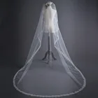 Новая Элегантная свадебная фата с кружевными краями длиной 3 м, без гребня, реальные фотографии, свадебная фата для невесты