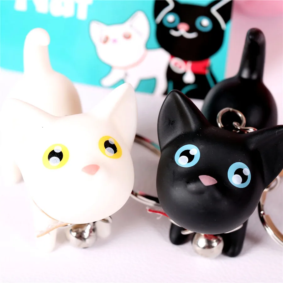 QOONG высококачественный милый брелок с котом кольцо для ключей влюбленных парные