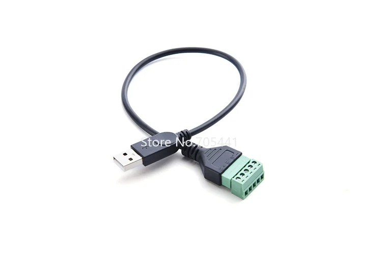 10 шт./лот USB 2 0 Тип A Штекерный 5-контактный винт с экранированным клеммным кабелем |