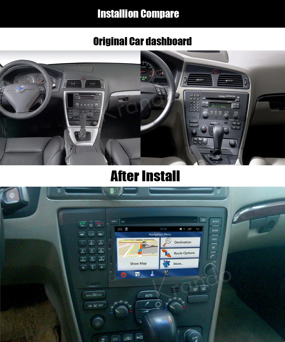 Krando Android 7,1 автомобильный Радио dvd мультимедиа для volvo s60 v70 XC70 2001 2002 2003 2004 gps навигационная система wifi 3g BT dab