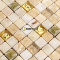 mini beige color stone mixed mirror glass mosaic tile for living room kitchen backsplash bathroom fireplace wall HMB1206