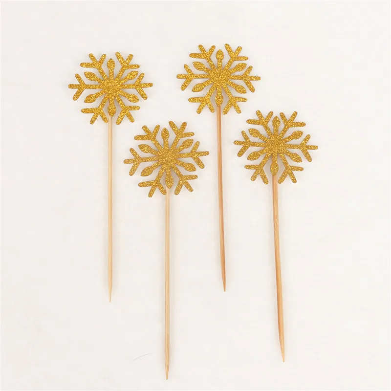 10 шт./лот блеск золота Снежинка Кекс Топпер мультфильм вечеринок Дети мальчик