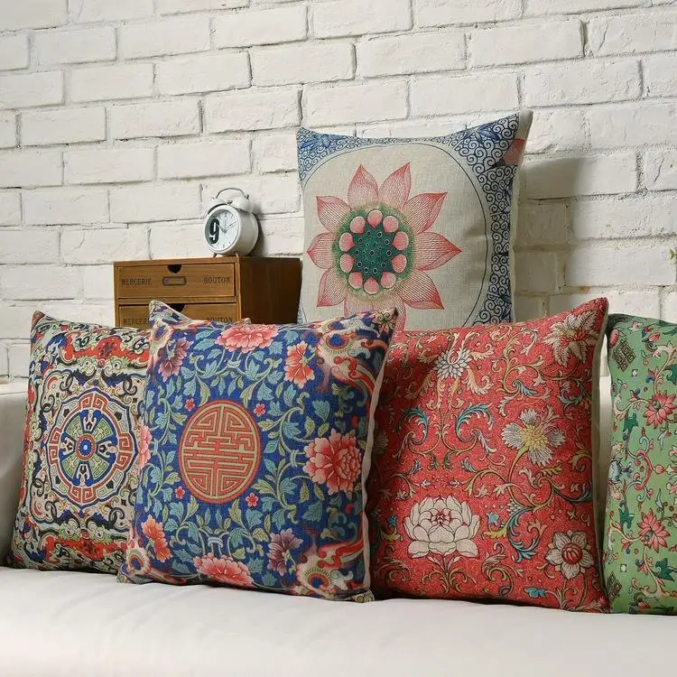 Винтажная Подушка с изображением национального ветра и благоприятных узоров