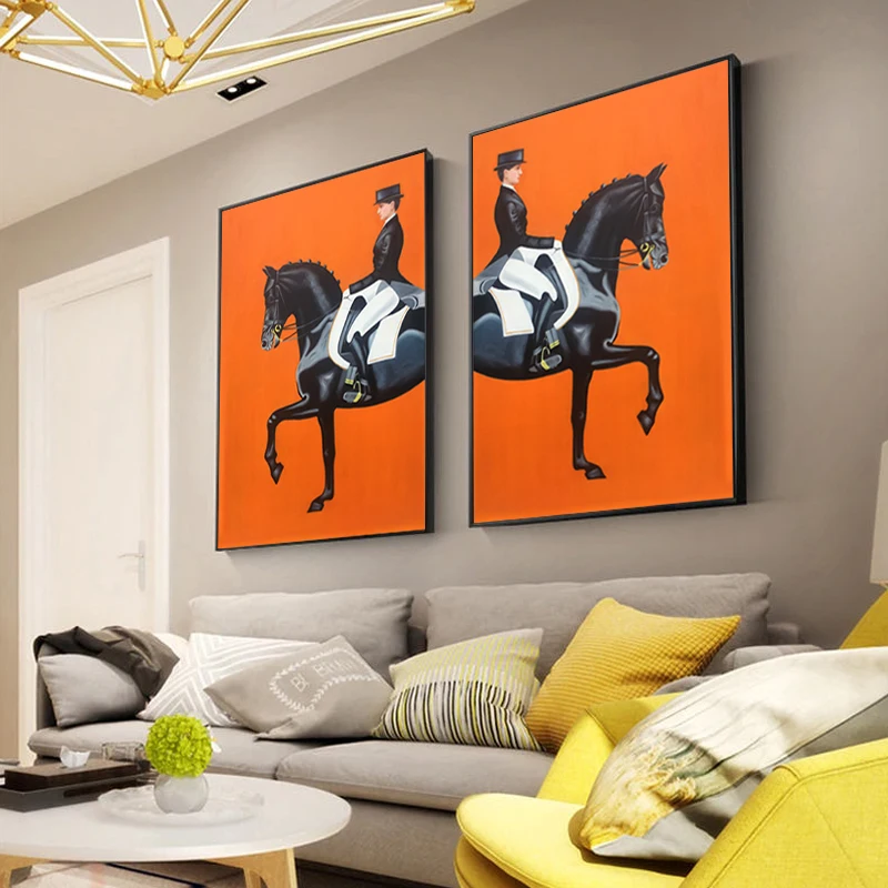 Великобритания Испания Европейский королевский Конный холст картины Винтаж