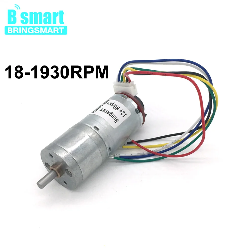Мини редуктор постоянного тока Bringsmart мотор 12 В 18 1930 об/мин инкодер CW CCW