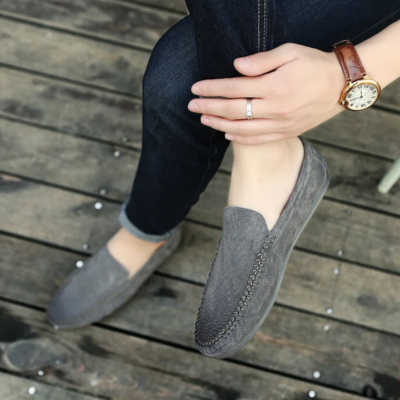 MOZOEYU Brand Fashion Spring Shoes Soft Moccasins Men Loafers High Quality Pig Suede Flats Leather Driving | Обувь