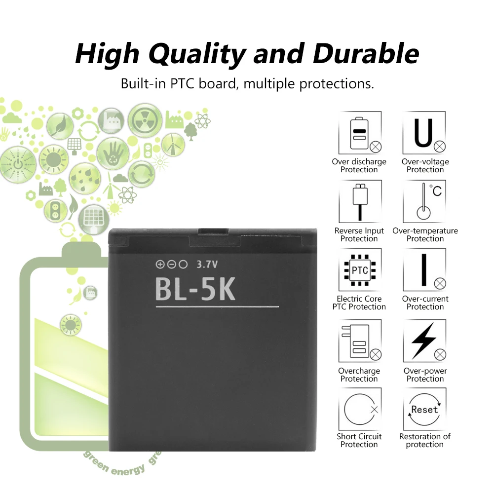 Литий ионная аккумуляторная батарея 3 7 V 1200MAh для телефона Nokia N85 N86 8MP N87 2610S 701 Oro BL 5K