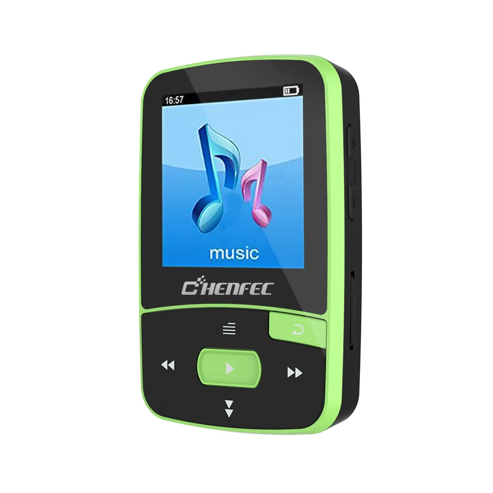 Клип MP3 плеер 16 Гб Профессиональный Bluetooth 4,0 Mp3 плеер Спорт время дисплей FM радио и Pedomater HIFI музыка Walkwan - Цвет: Зеленый