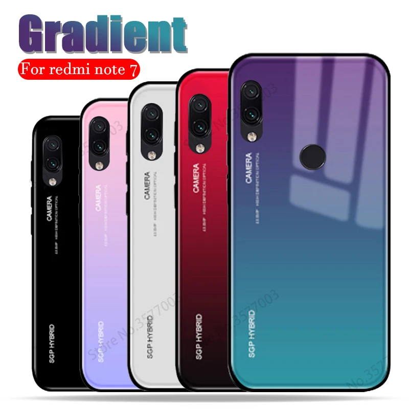 Чехол для xiaomi redmi note 7 стеклянный чехол телефона с градиентом xiomi xaomi redmo note7 модные