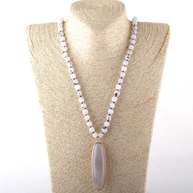 Модные богемные ювелирные изделия Агатовые камни узелковые длинные подвески с