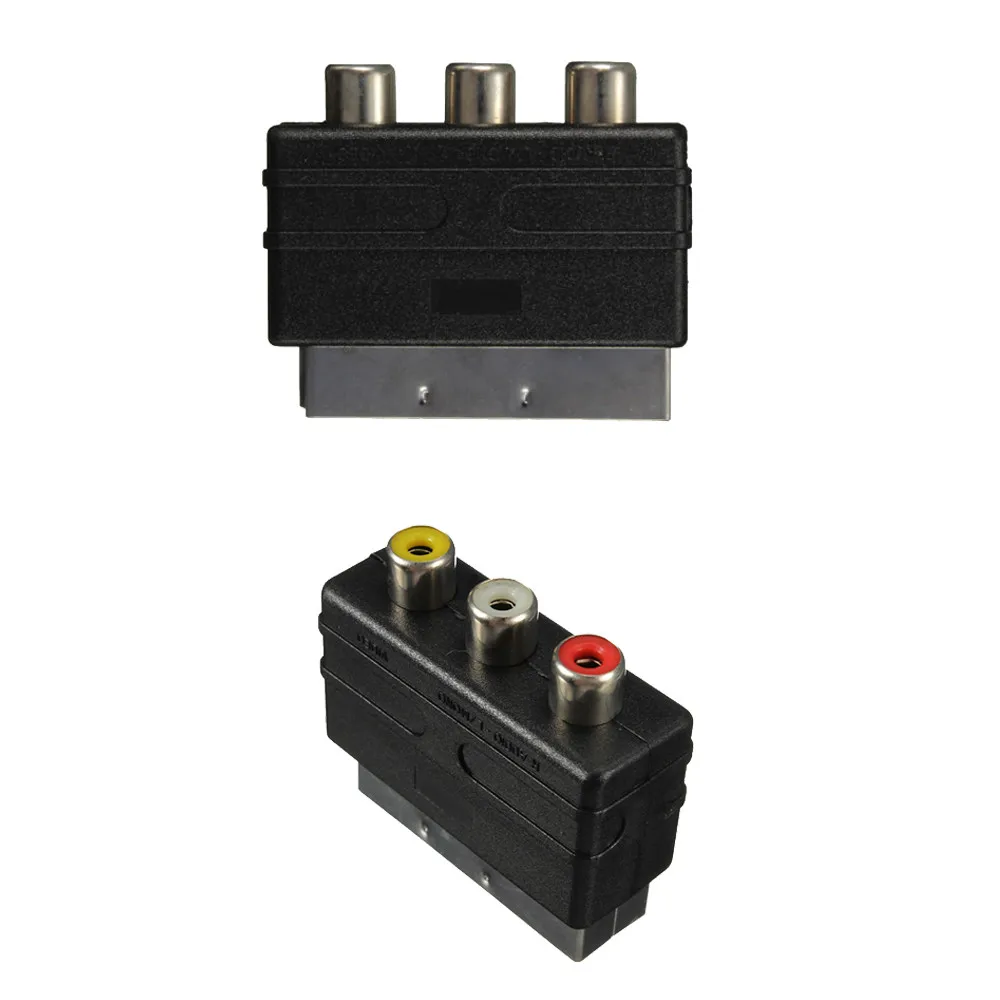 Адаптер штекер scart папа на 3 RCA Phono мама AV адаптер преобразователь вход для ТВ DVD VCR