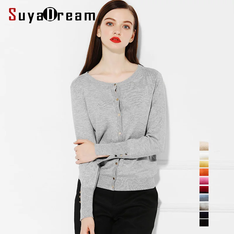 Свитер SuyaDream женский с длинным рукавом металлическими пуговицами Осень зима